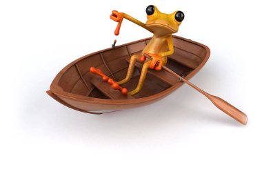 Tekne içinde eğlenceli kurbağa 