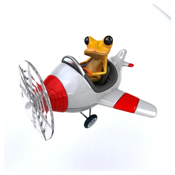 Fun frog on plane — Stock Photo, Image