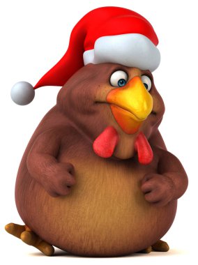 çizgi film karakteri Noel Baba şapkalı 