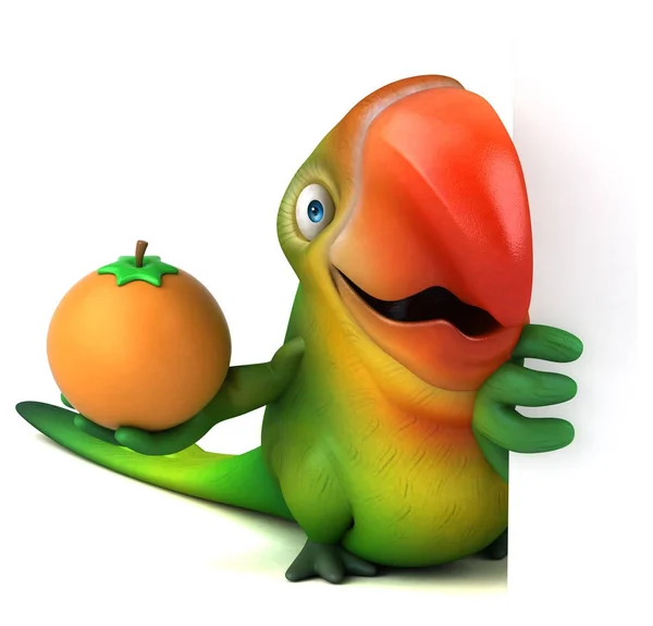 Divertido personaje de dibujos animados con naranja — Foto de Stock