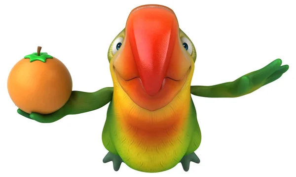 Personagem de desenho animado divertido com laranja — Fotografia de Stock