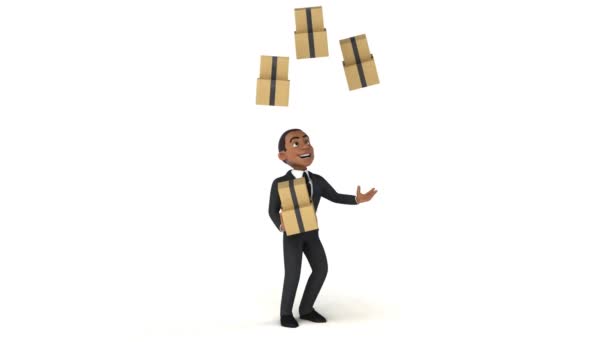 Businessman juggling with boxes — Stock Video