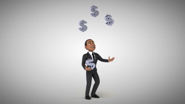 Businessman juggling with dollar signs — Stock Video