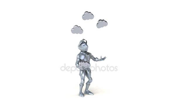 Cavaliere giocoleria con le nuvole — Video Stock