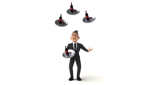 Businessman juggling with wine — Stock Video