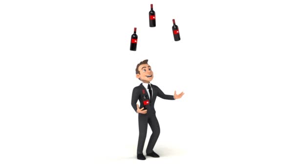 Businessman juggling with wine — Stock Video