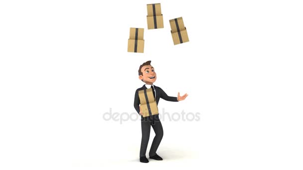 Бізнесмен жонглювання з коробками — стокове відео