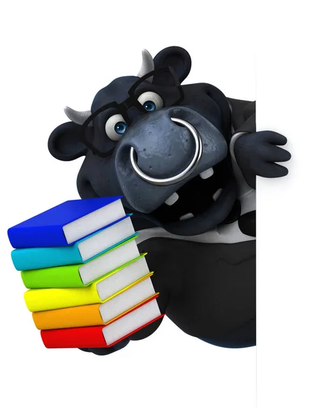 Cartoon character with books — Stock Photo, Image