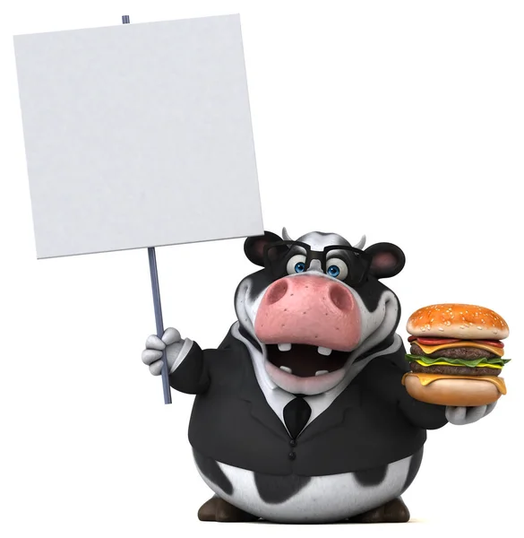 Personaggio dei cartoni animati con hamburger — Foto Stock
