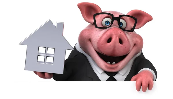 Cartoon character with  house — Stock Photo, Image