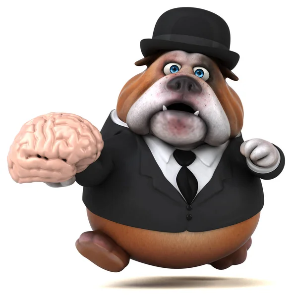 Divertido personaje de dibujos animados con cerebro — Foto de Stock