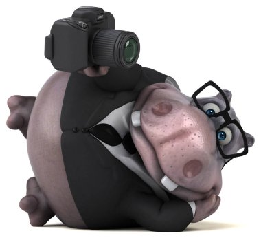 çizgi film karakteri ile fotoğraf makinesi 