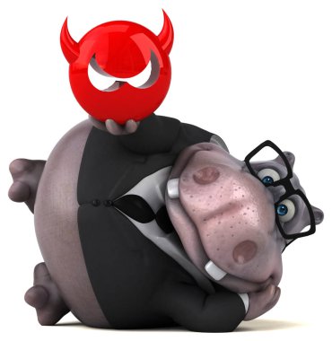 çizgi film karakteri virüs işareti ile