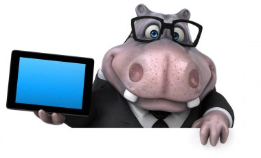 Tablet ile eğlenceli çizgi film karakteri