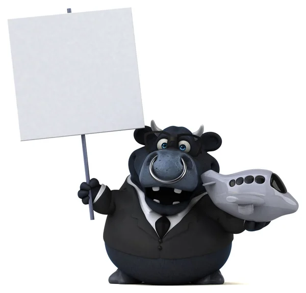 Fun cartoon character with  plane — Stock Photo, Image