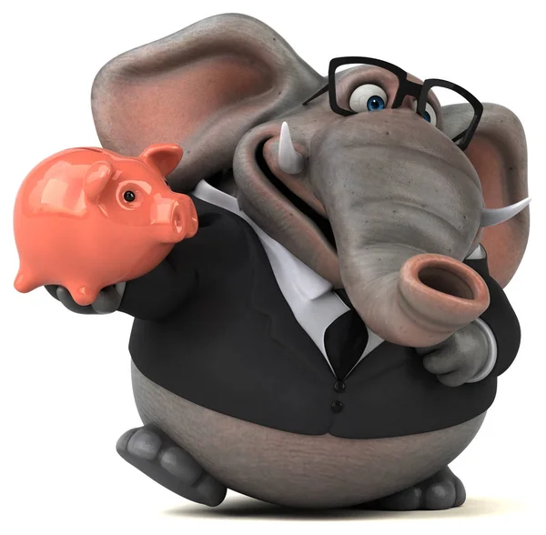 Cartoon character with piggy bank — Stock Photo, Image