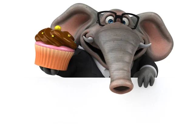 Cartoon character with cupcake — Stock Photo, Image