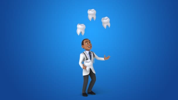 Dokter juggling dengan gigi — Stok Video