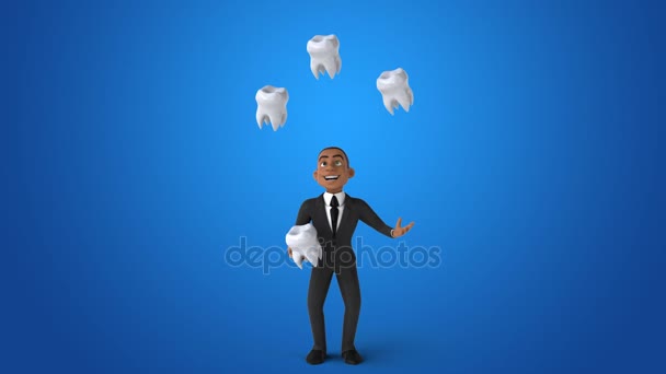 Hombre de negocios haciendo malabares con dientes — Vídeos de Stock