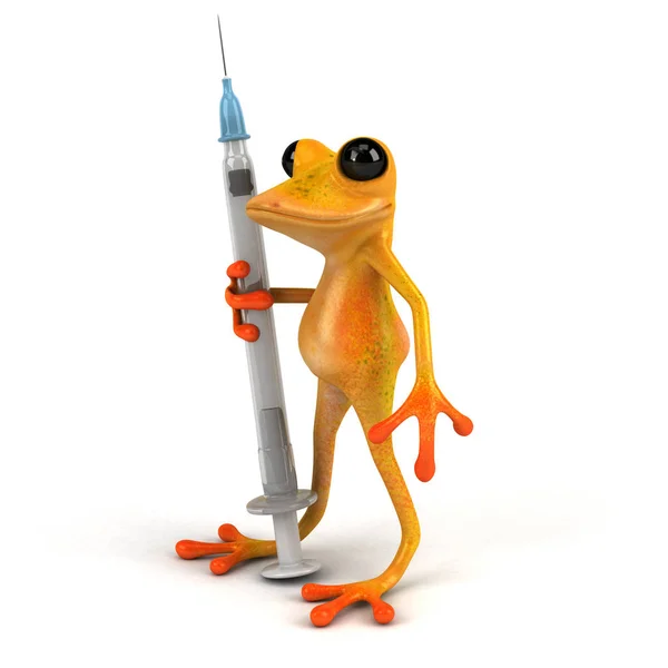 有趣的青蛙与疫苗 — 图库照片