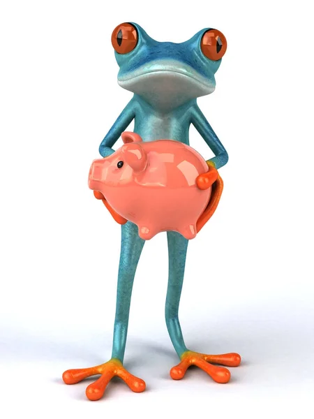 Cartoon character with piggy bank — Stock Photo, Image