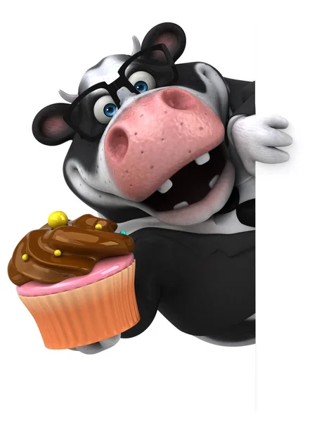 Cartoon character with cupcake — Stock Photo, Image