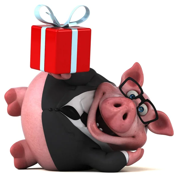 Cartoon character with gift — Stock Photo, Image