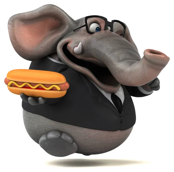 Personagem de desenho animado com hotdog — Fotografia de Stock
