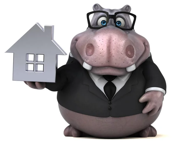 Cartoon character with house — Stock Photo, Image