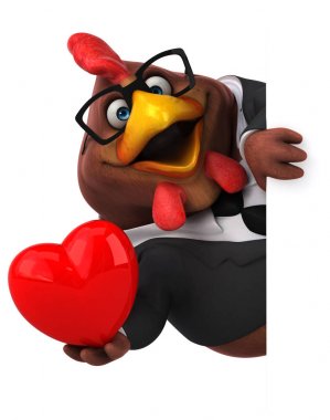 Kalp ile eğlenceli çizgi film karakteri