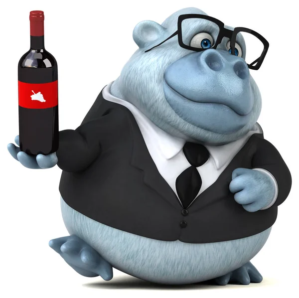 Personagem de desenho animado com vinho — Fotografia de Stock