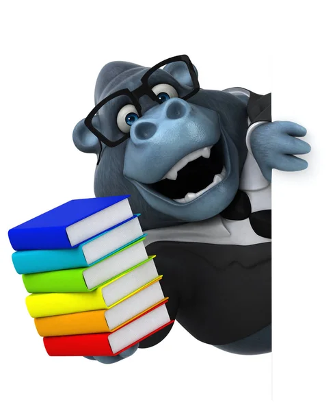 Personagem de desenho animado com livros — Fotografia de Stock
