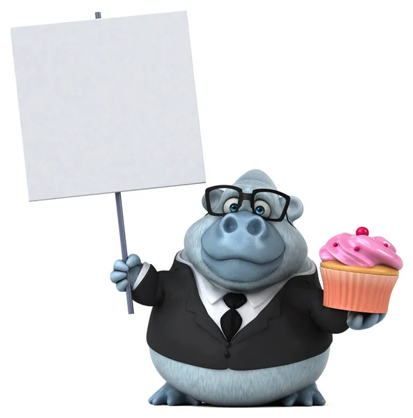 Personnage de dessin animé avec cupcake — Photo
