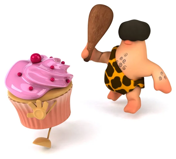 Cartoon character with cupcake — Stock Photo, Image