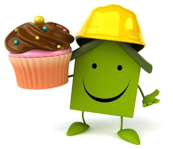 Personaggio del cartone animato con cupcake — Foto Stock