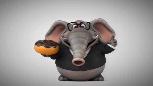 大象动画片字符与甜甜圈 — 图库视频影像