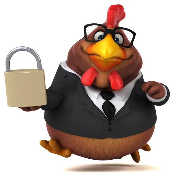 Cartoon character with padlock — Stock Photo, Image