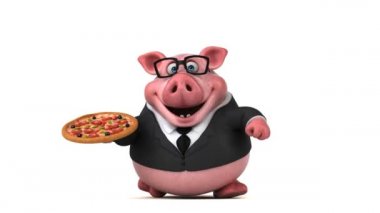 domuz çizgi film karakteri pizza ile 