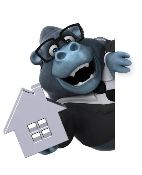 Cartoon character with house — Stock Photo, Image