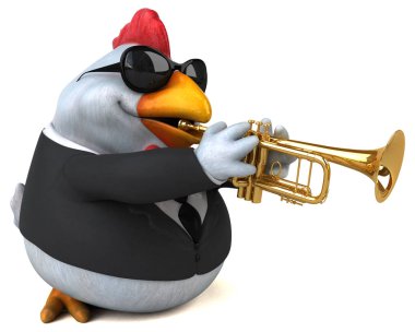 çizgi film karakteri ile müzik enstrümanı  