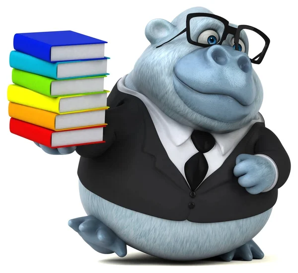 Cartoon character with books — Stock Photo, Image