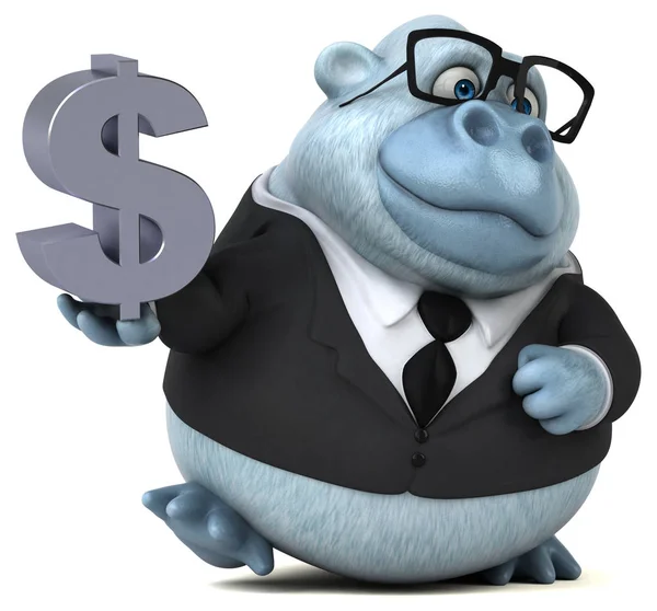 Fun white monkey with dollar — Stock Photo, Image