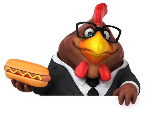 Kreslená postavička s hotdog — Stock fotografie