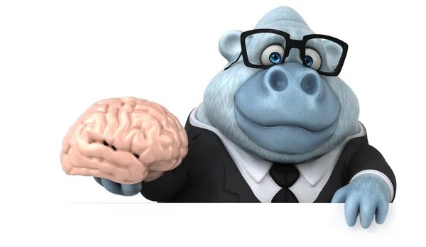 Personagem de desenho animado com cérebro — Fotografia de Stock