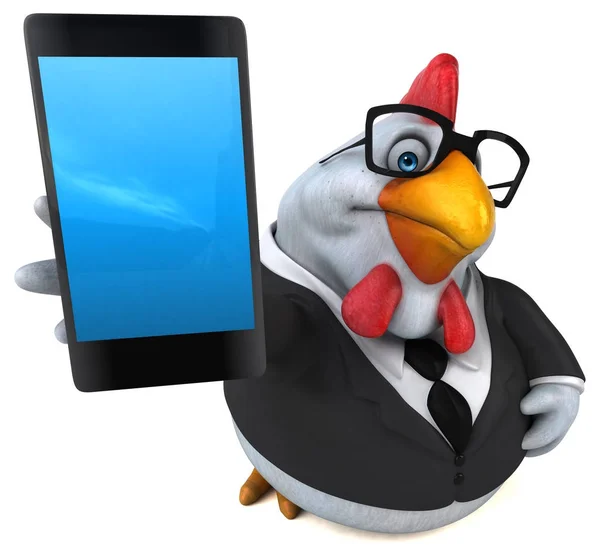 Fun chicken with smartphone — Stock Photo, Image