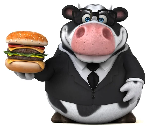 Divertido personaje de dibujos animados con hamburguesa — Foto de Stock