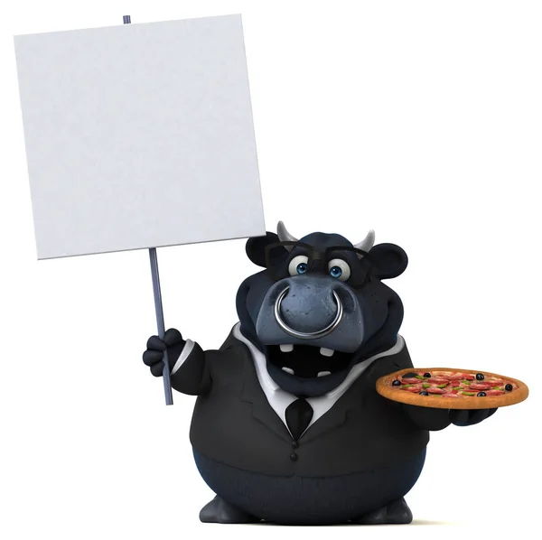 Personaggio cartone animato divertente con pizza — Foto Stock