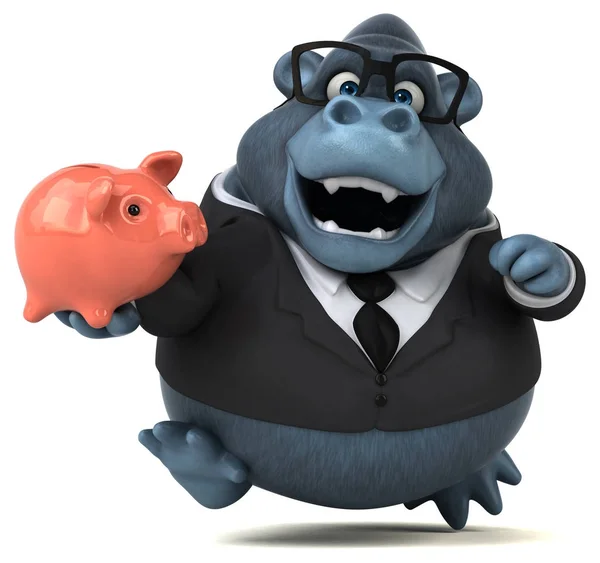 Cartoon character with piggy bank — Stock Photo, Image