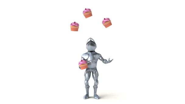 Chevalier jongliert mit Cupcakes — Stockvideo