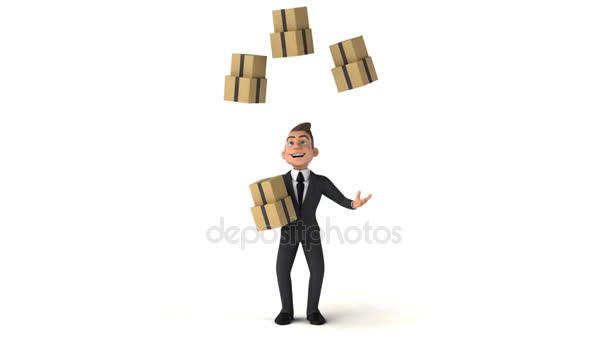 Geschäftsmann jongliert mit Kisten 